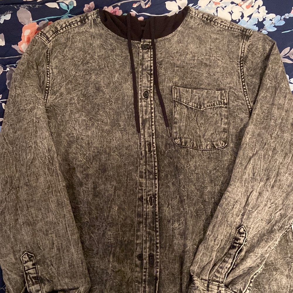 Hooded button down shirt